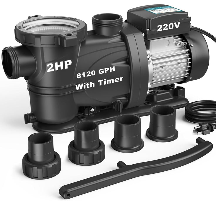 VIDAPOOL In/Above Ground Pool Pump Self Primming High Flow,Dark Grey