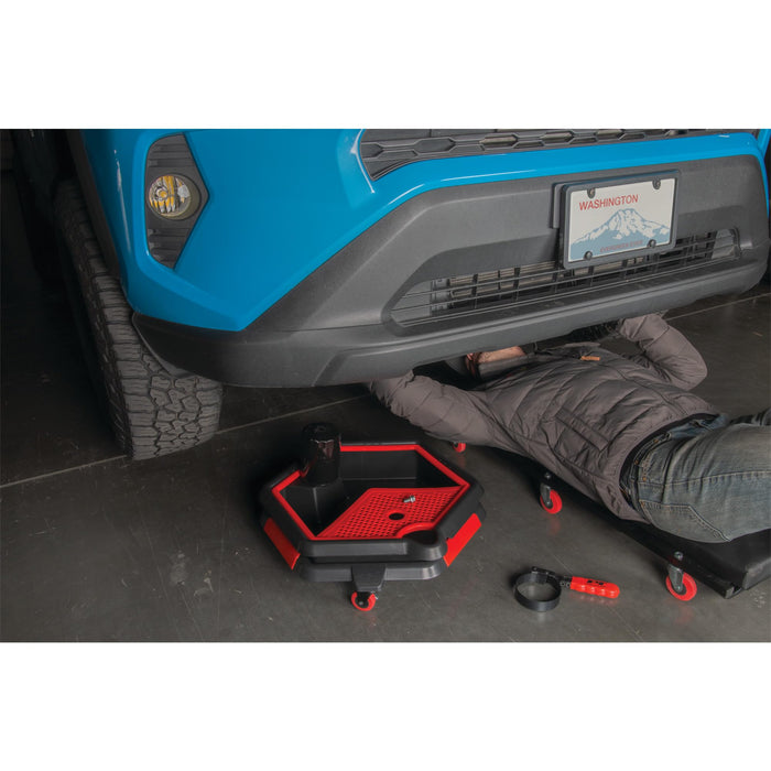 Performance Tool W4074 2 in 1 Drain Pan and Tool Caddy - Conveniently Collects Oil and Organizes Tools for Automotive Repairs
