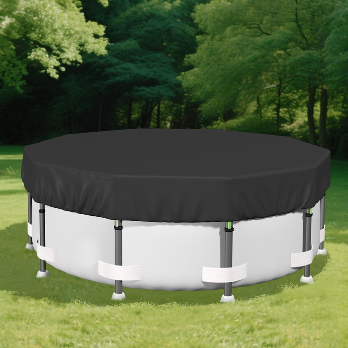 SAFANA 10FT Pool Covers for Above Ground Pools, Round Swimming Pool Cover [Upgrade 420D Thicker] Protective Leaf Cover with Reflective Strip, Tear Resistant Durability Fabric, UV Resistance, Black