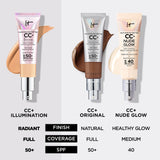 IT Cosmetics Your Skin But Better CC+ Cream Illumination, Fair (W) - Color Correcting Cream, Full-Coverage Foundation, Hydrating Serum & SPF 50+ Sunscreen - Radiant Finish - 1.08 fl oz