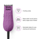 Wahl Professional - Peanut - Professional Beard Trimmer and Hair Clipper Kit - Adjustable Hair Cutting Tool with 4 Guide Combs - Orchid/Black