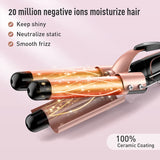 Waver Curling Iron Wand, BESTOPE PRO 5 in 1 Curling Wand Set with 3 Barrel Hair Crimper for Women, Fast Heating Hair Wand Curler in All Hair Type