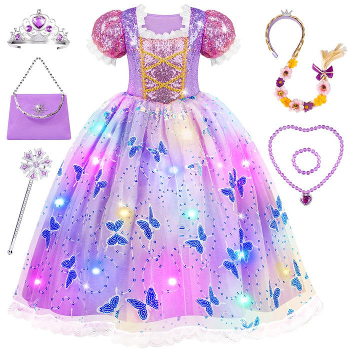 Meland Light Up Princess Dress for Girls, Dress Up Toy Gift Set(5-6 Years)