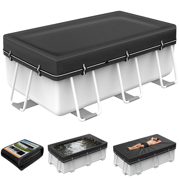 7x10Ft Rectangular Pool Cover, Swimming Pool Cover for Above Ground Pool, Solar Cover Including Full-Circle Windproof Buckle, Winter Cover Ideal for Waterproof and Dustproof