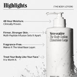 Nécessaire The Body Lotion with Pump. Multi-Peptide Firming Lotion to Moisturize, Firm, Strengthen. 2.5% Niacinamide, Vitamin C/E + Omega 6/9. Dermatologist-Tested. Hypoallergenic. 400ml / 13.5 fl oz