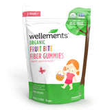 Wellements Organic Fiber Fruit Bite Gummies | Supports Kids & Toddlers Digestive Health* | Made w/REAL FRUIT | 3g Fiber Per Serving | Yummy Strawberry Flavor | Ages 2+