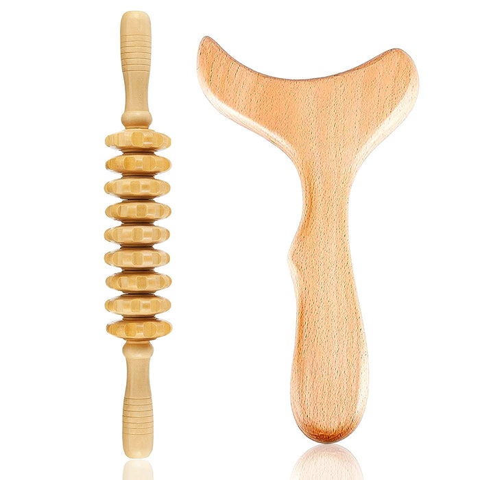 Wood Therapy Massage Tools Wooden Gua Sha Kits Maderoterapia Kit Body Sculpting Tools Wood Massager Roller for Relax Muscles (2)