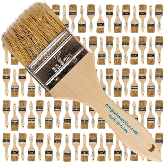 Pro Grade - Chip Paint Brushes - 96 Pack - 2 Inch - Chip Brushes - Versatile for Paints, Stains, Varnishes - 2 Inch Light Brown Chip Brushes Multi-Purpose Use