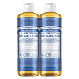 Dr. Bronner's - Pure-Castile Liquid Soap (Peppermint, 16 ounce, 2-Pack) - Made with Organic Oils, 18-in-1 Uses: Face, Body, Hair, Laundry, Pets and Dishes, Concentrated, Vegan, Non-GMO