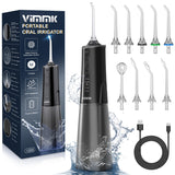 VIMMK Water Flosser, Cordless Water Dental Flosser, 9 Jet Tips 5 Modes 300ML IPX7 Waterproof, Portable Rechargeable Oral Irrigator for Home Travel - Gums, Orthodontic, Braces Care - Black