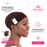 MILANO COLLECTION Wig Grip Cap for Women | Stocking Dome Cap with Built In Elastic Velcro Headband | Non Slip Wig Gripper Accessories for Keeping Wigs Lace Front In Place, Chocolate Brown, 1 Pack