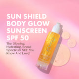 Kopari Sun Shield Body Glow | SPF 50 UV Protection Sheer Sunscreen Gold Shimmer Mica | Sweat and Water Resistant | Antioxidant Vitamin E Vegan Cruelty Free | Pack of 2