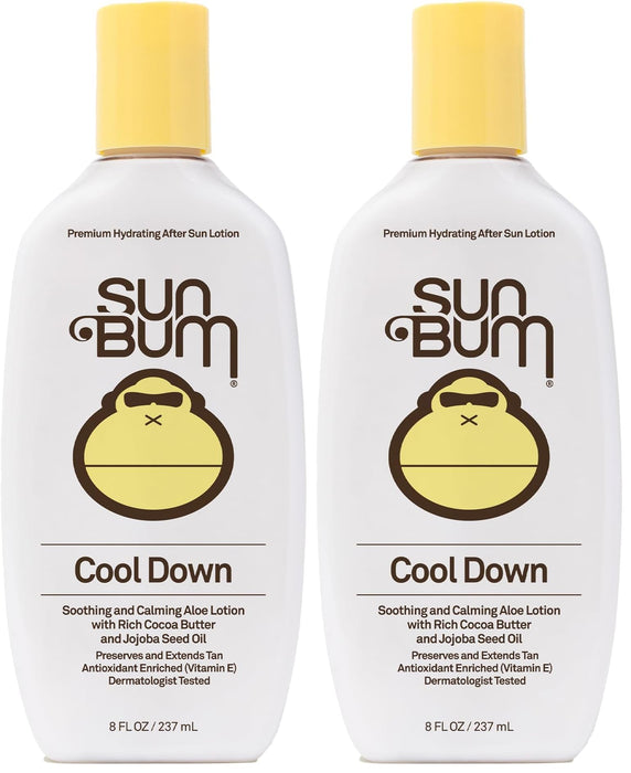 Sun Bum Cool Down Aloe Vera Lotion - Vegan After Sun Care with Cocoa Butter to Soothe and Hydrate Sunburn - 8 oz,(Pack of 2)