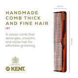 Kent 16T Double Tooth Hair Dressing Table Comb, Fine and Wide Tooth Dresser Comb For Hair, Beard and Mustache, Coarse and Fine Hair Styling Grooming Comb for Men, Women and Kids. Made in England