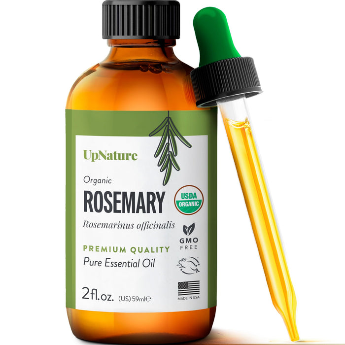 UpNature Organic Rosemary Essential Oil – USDA Certified Organic, 100% Pure Rosemary Oil for Hair Growth, Nourishing Scalp Strengthening Hair Oil for Healthy Hair Growth, Skin & Nails, 2oz