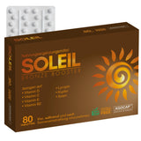 SOLEIL, Bräunungskapseln mit Beta Carotin für natürliche Bräune – 2 in 1 Selbstbräuner – Effektiver Lichtschutz mit Beta Carotin Hochdosiert – mit Vitaminen C, E, D, Selen und Kupfer – 80 Tabletten