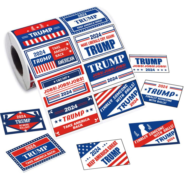 1000Pcs Trump 2024 Stickers - Trump 2024 Flag Stickers, Take America Back, 2024 Presidential Election Stickers, Trump Bumper Sticker, Trump Merchandise, 500pcs/roll, Total 1000pcs