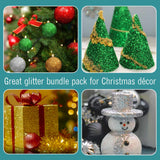 Christmas Glitter - 4 Count Bulk Glitter - 1 LB EA Glitter for Crafts, Glitter for Resin, Fine Glitter for Scrapbooking and Christmas Décor - Christmas Confetti Pack - Green, Red, Clear, Gold Glitter