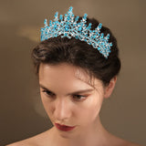 TOBATOBA Sky Blue Tiara Crowns Royal Queen Crown Crystal Wedding Tiaras for Women Princess Rhinestone Crown Wedding Tiaras for Bride Halloween Crowns for Women Quinceanera Headpieces for Prom Party