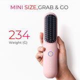 Cordless Hair Straightener Brush, TYMO Porta Straightening Brush for Women, Touch ups on-The-go Styling Hot Comb with Negative Ion, Lightweight & Mini Travel, USB Rechargeable