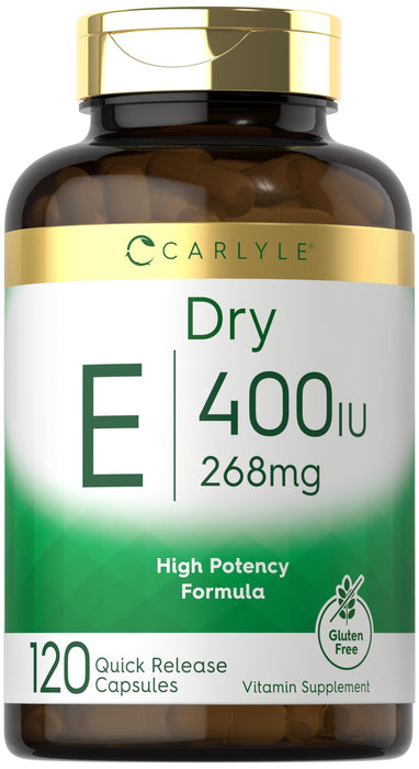 Carlyle Dry Vitamin E | 400 IU (268mg) | 120 Capsules | High Potency Formula | Non-GMO and Gluten Free