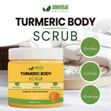 AMVital Turmeric Body Scrub - Handmade Natural Scrub For Body, Face, Hand, and Foot - Natural Skincare Body Scrub For Women - Suitable for All Skin Types (7.8oz)