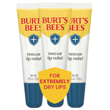 Burt's Bees Lip Balm Stocking Stuffers, Moisturizing Lip Care Christmas Gifts, Rescue Relief - Relieves Extremely Dry Lips with Moisturizing Shea Butter & Echinacea, Natural Origin Treatment (3-Pack)