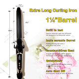 abp 1.25 Inch Curling Iron with Ceramic Coating Barrel for Long/Medium Hair, 1 1/4 Inch Extra Long Barrel,Instant Heat up to 450°F clamp,Hair Waving Style Tool Girls & Women