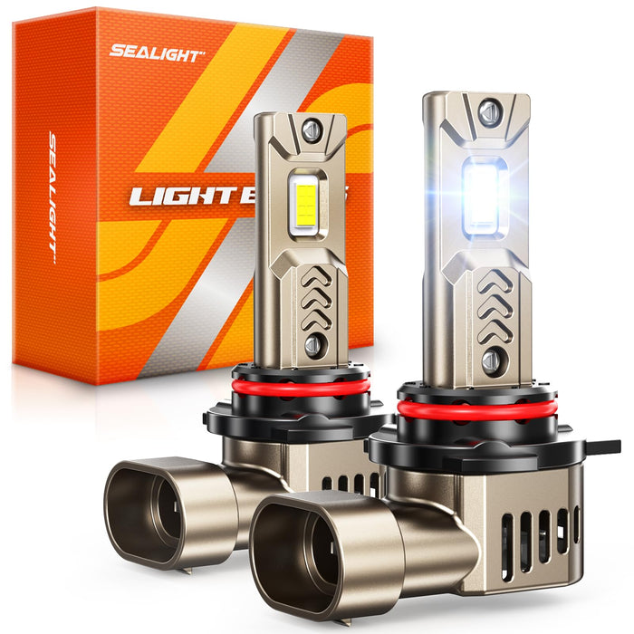SEALIGHT 9012 HIR2 Light Bulbs, 9X Super Brighter 6500K Cool White 9012 HIR2 LED Fog Bulbs with Fan, 1:1 Halogen Mini Size, Off-Road Lights with Plug N Play, Pack of 2