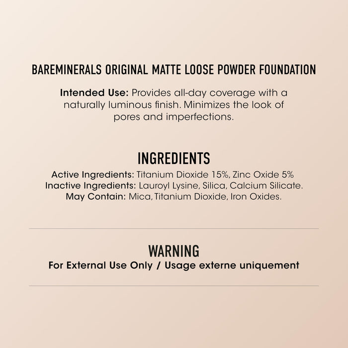 Original Matte Loose Mineral Foundation SPF 15, 05 Fairly Medium, Vegan, Cruelty-Free & Dermatologist-Tested