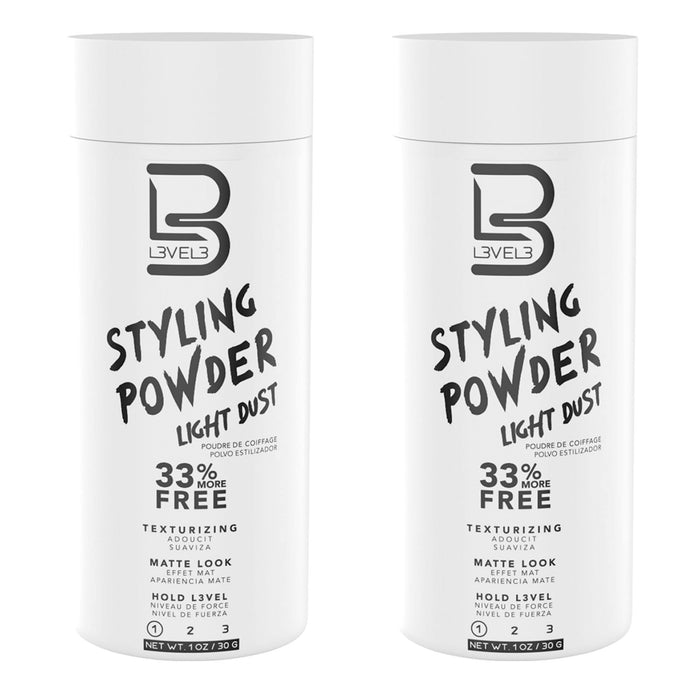 L3 Level 3 Light Hold Styling Powder - Natural Matte Hairstyle - Texturizing and Volumizing (2 Pack)