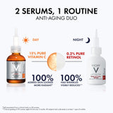 Vichy Vitamin C & Retinol Serum Duo | Anti-Aging Skin Care Set for Dark Spots, Wrinkles & Fine Lines | Skin Brightening & Firming