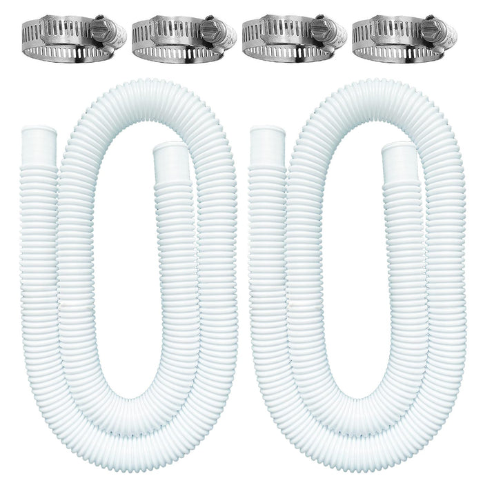 Pool Hoses for Above Ground Pools, 2 Pack 1.25 x 59 Inch Pool Filter Pump Hoses, Compatible with Intex Pool Filter Pump 607, 637 With 4 Metal Clamps(2)