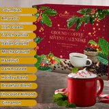 24 Days Advent Calendar With Flavoured Ground Coffee - Christmas Gift Set for Men & Women - French Vanilla, Hazelnut, Irish, Italian & Cinnamon Flavors