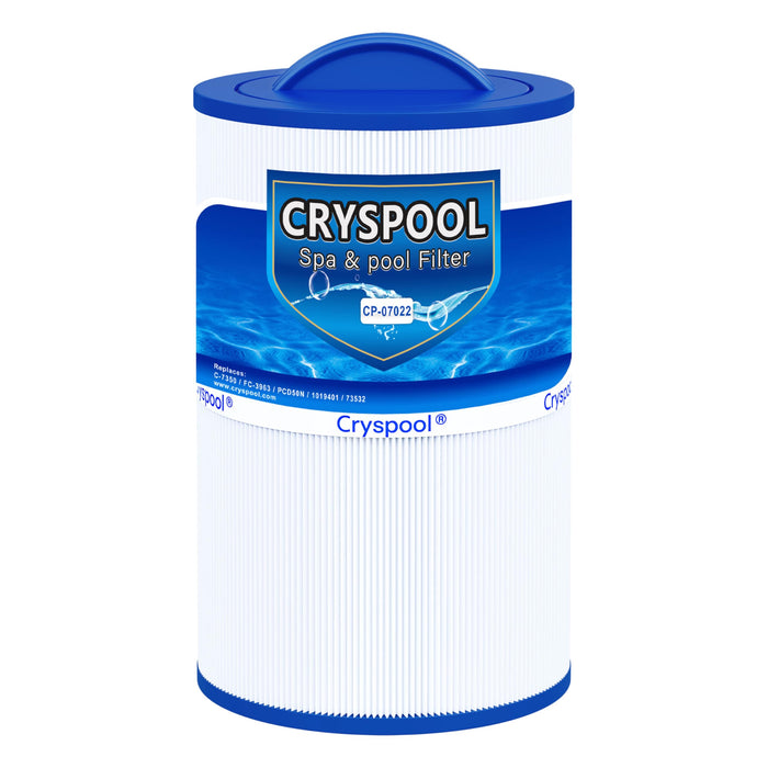Cryspool® 07022 Filter Compatible with Caldera 50, Caldera Spas, C-7350, 1019401, 73532, PCD50N, FC-3963, 50 Sq. Ft Spa Filter Cartridge, 1 Pack