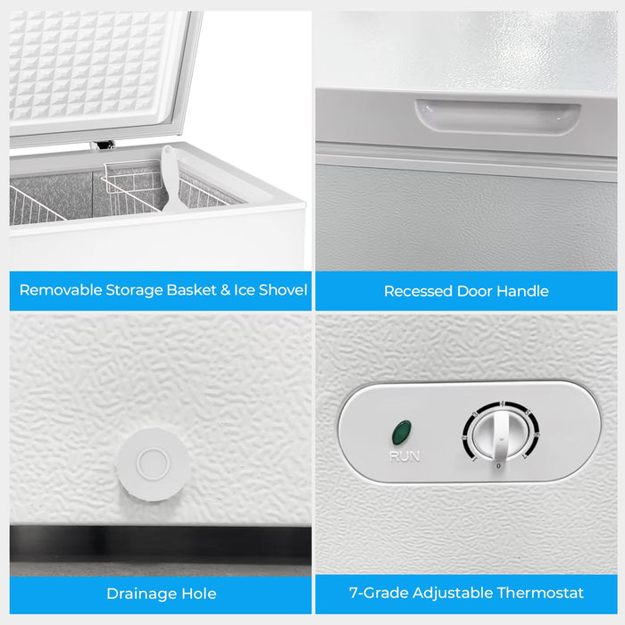 Antarctic Star Chest Freezer 5.0 Cubic Feet Compact Freezer with 3 Removable Baskets, Free Standing Top Open Door Deep Freezer, 7-Level Adjustable Temperature, White