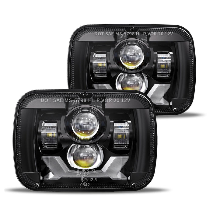 HWSTAR Pair 180W 1000% Bright H6054 5x7 7x6 Led Headlights Compatible with Jeep Cherokee XJ Wrangler YJ DOT Anti-glare DRL Turn Signal Hi/Low Sealed Beam Ford Chevy GMC Toyota Nissan Dodge etc Black