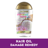 OGX Extra Strength Damage Remedy + Coconut Miracle Oil Penetrating Hair Oil Treatment, Hydrating Anti-Frizz Oil for Coarse, Dry Hair, Paraben-Free, Sulfated-Surfactants Free, 3.3 fl oz