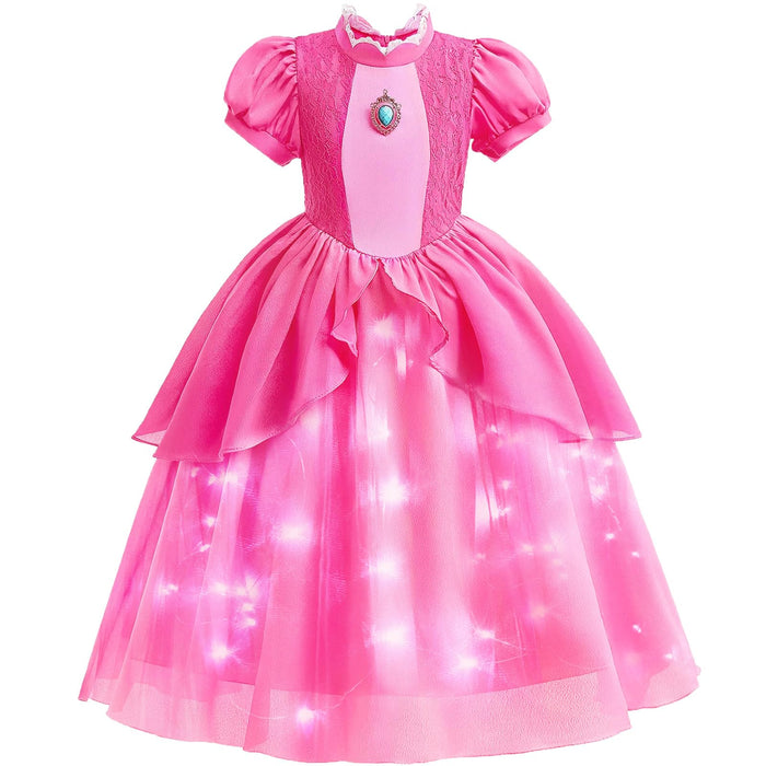 Minetom Princess Dresses for Girls Costume Halloween Light up Princess Dress up Clothes for Little Girls Birthday Christmas Gifts Holiday Cosplay Party Outfit 4-5 Years