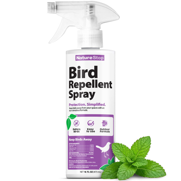 NatureStop Bird Repellent Spray – Helps Deter Birds from Outdoor Surfaces & Garden Areas, 16 oz (475mL)