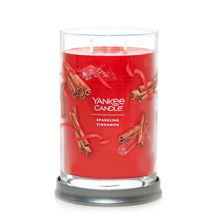 Yankee Candle Sparkling Cinnamon Scented, Signature 20oz Large Tumbler 2-Wick Candle, Over 60 Hours of Burn Time, Christmas | Holiday Candle