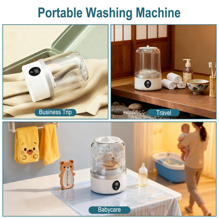 Portable Washing Machine, Compact Laundry Washer Deep Cleans Small Clothes, Socks, Underwear, Mini Washing Machine Rechargeable for Apartment, RV, Hotel, Travel & Camping Use