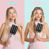 Three Barrel Curling Hair Crimper: Aleath Dual Voltage Crimper Hair Tool - 1 inch 3 Barrels Curler Iron Wand