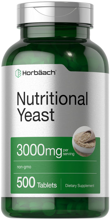 Horbäach Nutritional Yeast Tablets with Vitamin B12 | 3000mg | 500 Count | Non-GMO and Gluten Free