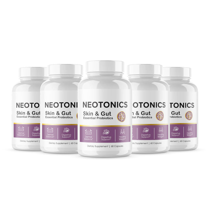 Official... 5 Pack Neotonics Skin and Gut Essential, Neotonics Skin & Gut, Neotonics Advanced Formula Skin Gut, Neotonics Review Neo Tonics Skin and Gut Health Supplement Pills, Neotronics (300 Caps)