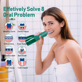 Water Dental flosser for Teeth Cleaning - Rechargeable Cordless Oral Irrigator 4 Modes 6 Tips IPX 7 Waterproof Portable Teeth Cleaner Pick for Home Trave（Green）