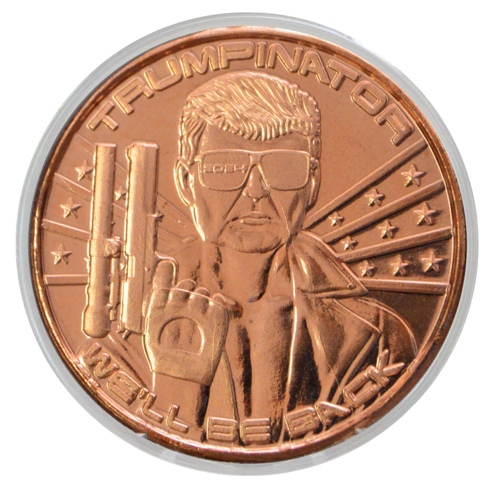 Donald Trump Trumpinator 2024 1 oz Pure .999 Copper Round Challenge Coin in Capsule