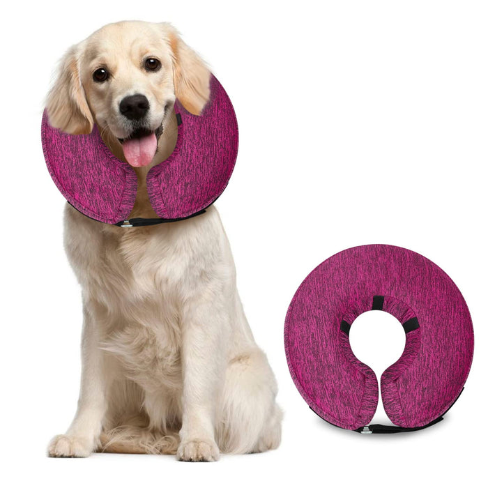 MIDOG Dog Cone Collar, Inflatable Dog Neck Donut Collar Alternative After Surgery, Soft Protective Recovery Cone for Small Medium Large Dogs and Cats Puppies - Alternative E Collar (Rose, L)