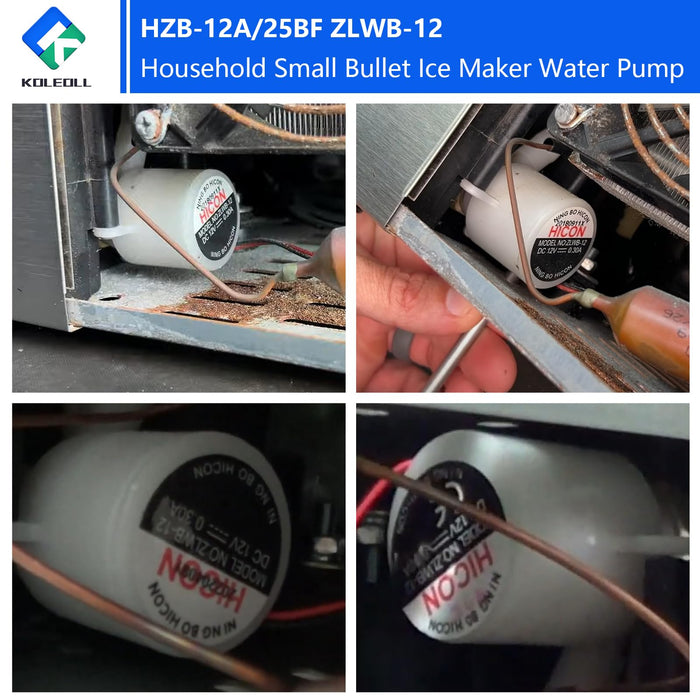 HZB-12A/25BF ZLWB-12 Household Small Bullet Ice Maker Water Pump Fits for HZB-13F, HZB-20F, HZB-20FA,HZB-25BF,HZB-50,HZB-50A, HZB-60, HZB-80, DC 12V 0.3A Ice Maker Machine