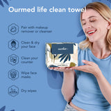 Ourmed Life Disposable Face Towel | 150 Count Lint-Free Biodegradable Clean Towels | Dry Makeup Remover Wipes | Super Soft & Thick for Sensitive Skin | 10-Inch X 12-Inch Extra Large Size | Pack of 3